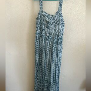 White with blue dress